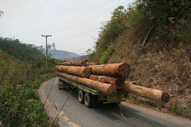 Holzlastwagen in der Provinz Bolikhamxay. © Sebastian Koch, GIZ